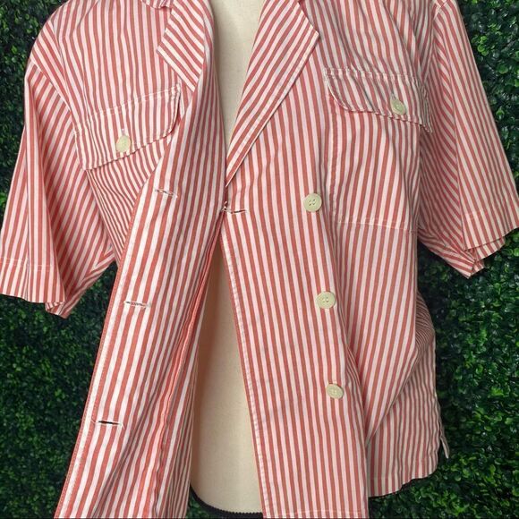 Vintage Button Down Striped Orange/Creme Top Sz 6 - Picture 6 of 11
